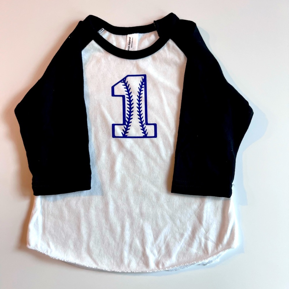 Boys first 1st birthday shirt one baseball raglan tee